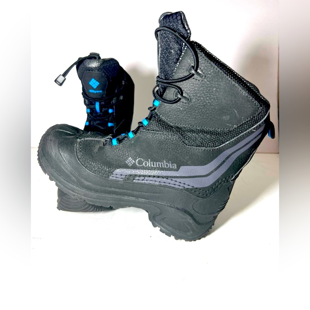 COLUMBIA Boots Youth Size 6 Bugaboot Waterproof Snow  Black Blue GUC